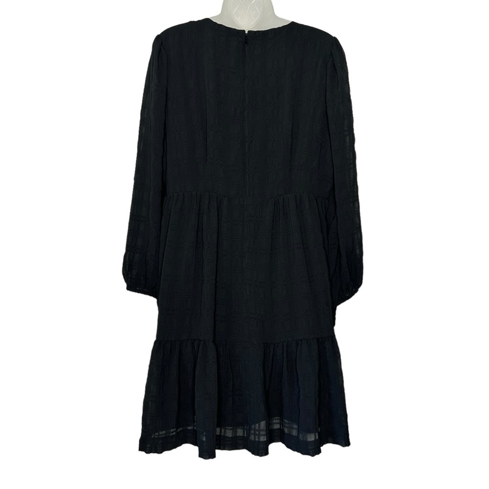 MADEWELL Size 14 NWT Black Puff Sleeve Ruffle Hem Tiered Mini Dress‎ - Picture 6 of 11